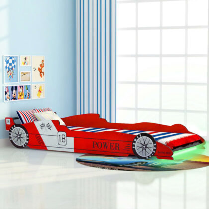 LED Barnsäng racerbil 90×200 cm röd