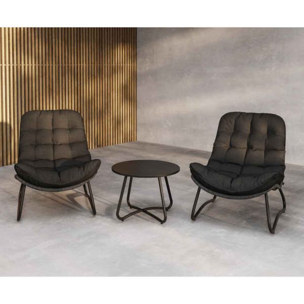Cala Loungeset Svart 2-sits MIDAL